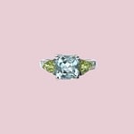 vintage witgouden ring met topaas peridoot en diamant