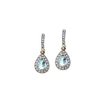 aquamarijn oorbellen met diamant vintage goud oorhangers