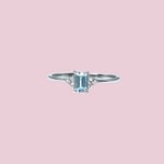aquamarijn ring witgoud emerald cut met diamant
