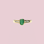 vintage ring met smaragd en diamant
