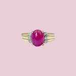 vintage ring roze robijn en diamant robijn cabochon