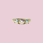 Vintage mystic topaz ring trilogie 9k goud