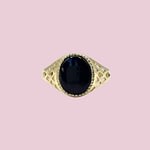gouden zegel ring dames onyx zwarte steen signet