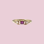 vintage zirkonia ring goud trilogie roze en wit