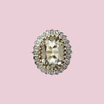 vintage grote cluster ring diamant en limoenkwarts