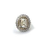 vintage grote cluster ring diamant en limoenkwarts