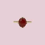 vintage ring met rode amber steen