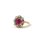 vintage ring robijn en zirkonia cluster