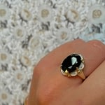 vintage saffier ring entourage cluster goud
