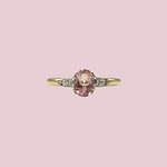vintage ring roze topaas roze steen en diamant