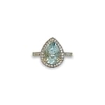 gouden ring met pear cut peer druppel geslepen aquamarijn halo