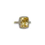 citrien ring met diamant halo 10 karaat goud