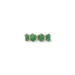 smaragd en diamant rij ring 4 steens ring 10 karaat goud