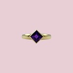 vintage amethist ring vierkante steen goud