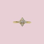 vintage opaal cluster ring klavertje met diamant