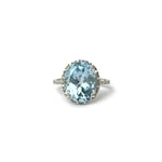 lichtblauwe saffier ring diamant halo 10 karaat goud