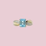 vintage ring topaas rechthoekig diamant 9k goud