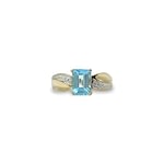 vintage ring topaas rechthoekig diamant 9k goud