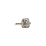 gouden halo ring met zirkonia rechthoekig cluster