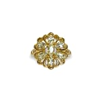 vintage bloem ring goud met groene amethist