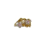 vintage ring met bloemen en roze saffier goud