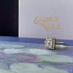 zirkonia ring halo cluster rechthoekig cz diamant ring