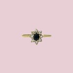 vintage ring saffier en zirkonia goud