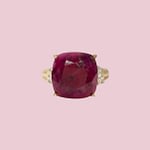 gouden robijn ring cushion cut vierkant met diamant