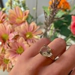 gouden rooktopaas ring met diamant en smoky topaz