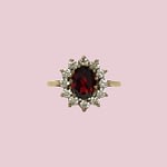 granaat cluster ring vintage goud
