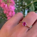 roze topaas ring solitair vintage goud 9 karaat
