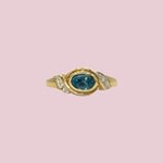 topaas en diamant ring vintage goud 9k