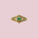 vintage ring smaragd en diamant zegel ring victorian
