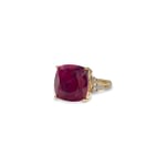 vintage robijn ring solitair vierkant groot 10 karaat goud