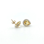 oorknopjes citrien diamant 10 karaat goud