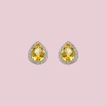 vintage citrien en diamant oorbellen goud