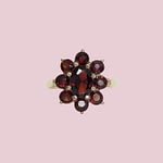 vintage ring granaat cluster grote bloem