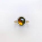 vintage ring opaal triplet en diamant cluster