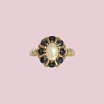 vintage gouden ring saffier entourage met opaal vintage