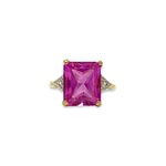 gouden ring roze saffier rechthoekig vintage