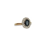 saffier en diamant cluster entourage ring vintage