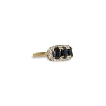 saffier trilogy ring diamantjes 9 karaat goud vintage