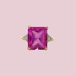 vintage ring roze saffier rechthoekig