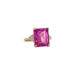vintage ring roze saffier synthetisch en diamantjes