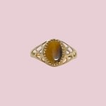 vintage tijgeroog zegel ring pink