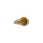 vintage tijgeroog zegelring pinkring