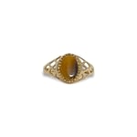 vintage tijgeroog zegelring pink ring dames