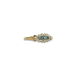 vintage ring topaas en diamant cluster 9k goud