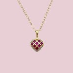 vintage ketting hanger hartje robijn en diamant