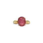 vintage ring robijn solitair rood roze steen